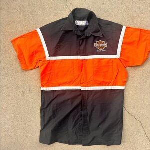 Harley-Davidson Men's Black and Orange Button Down Shirt